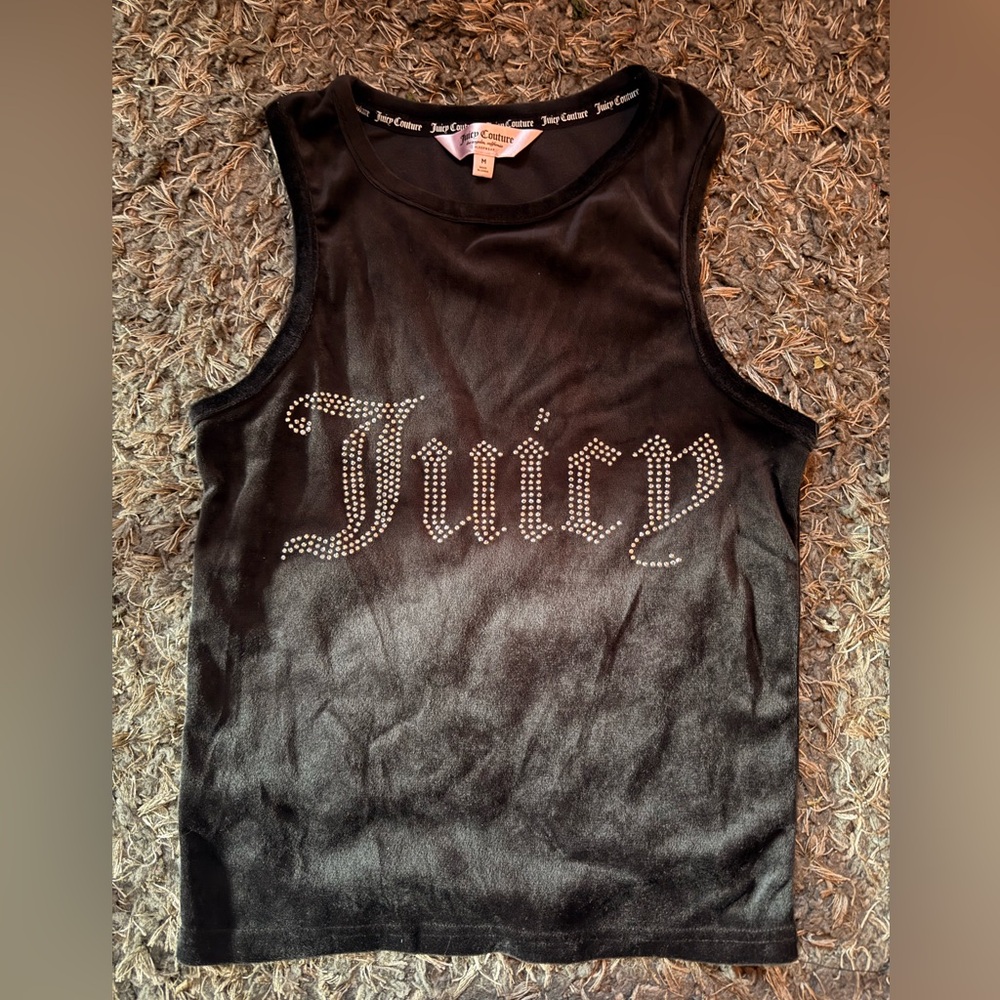 Juicy Couture Black Sleeveless Top with Sparkling Logo